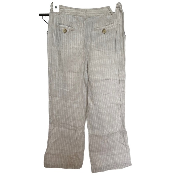 Pure Collection Womens Linen Pants Trousers Striped Beige Neutral size 4 Reg - Picture 2 of 7